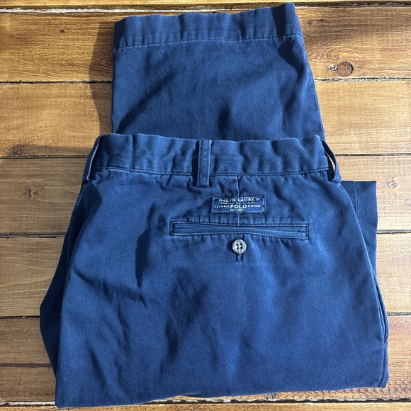 Vintage Polo Ralph Lauren Chino Pants Men 38x32 (*30) Navy Blue Classic Andrew - Picture 1 of 9